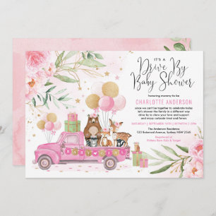 Roze en goudbossen rijden door Baby shower Kaart