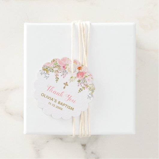 Roze en goudbraal communistisch meisje bedankjes labels (In situ)