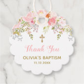 Roze en goudbraal communistisch meisje bedankjes labels (Voorkant)