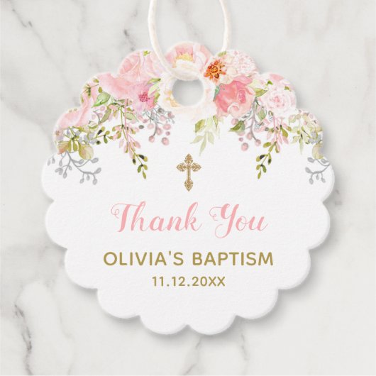 Roze en goudbraal communistisch meisje bedankjes labels (Voorkant)