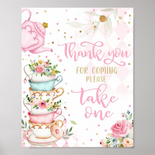 Roze en goudbraal thea Party Favors Par-Tea Poster (Voorkant)