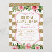 Roze en goudbridale nodulaire uitnodiging Glitter (Voorkant / Achterkant)