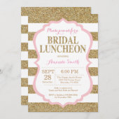 Roze en goudbridale nodulaire uitnodiging Glitter (Voorkant / Achterkant)