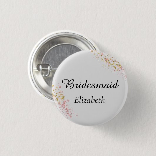 Roze en goudbridesmaïde ronde button 3,2 cm (Voorkant /achterkant)