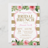Roze en goudbruin Brunch Invitation Glitter Kaart (Voorkant)