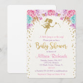 Roze en goudbruine baby shower kaart (Voorkant / Achterkant)