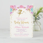Roze en goudbruine baby shower kaart (Staand voorkant)