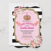 Roze en goudbruine douche voor baby's kaart (Voorkant)