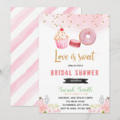 Roze en goudbruine doucheuitnodiging kaart (Voorkant / Achterkant)