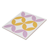 Roze en goudcirkel of spatback van bloempitten tegeltje (Zijkant)