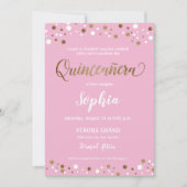 Roze en goudConfetti Quinceanera 15 jaar Kaart (Voorkant)