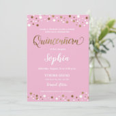 Roze en goudConfetti Quinceanera 15 jaar Kaart (Staand voorkant)