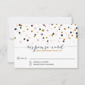 Roze en goudConfetti Stippen Bindende RSVP-Kaart RSVP Kaartje (Voorkant)