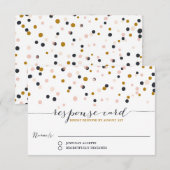 Roze en goudConfetti Stippen Bindende RSVP-Kaart RSVP Kaartje (Voorkant / Achterkant)