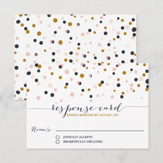 Roze en goudConfetti Stippen Bindende RSVP-Kaart RSVP Kaartje (Voorkant / Achterkant)
