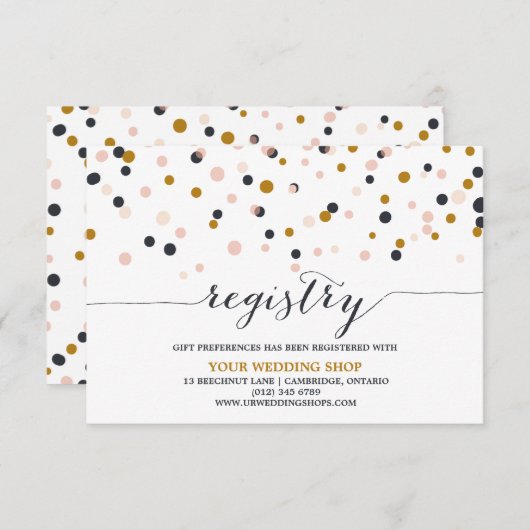 Roze en goudConfetti Stippen Cadeauregister Kaart (Voorkant / Achterkant)