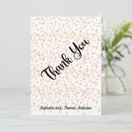 Roze en gouddeklaag Gepersonaliseerd Dank u wel ka Bedankkaart (Staand voorkant)