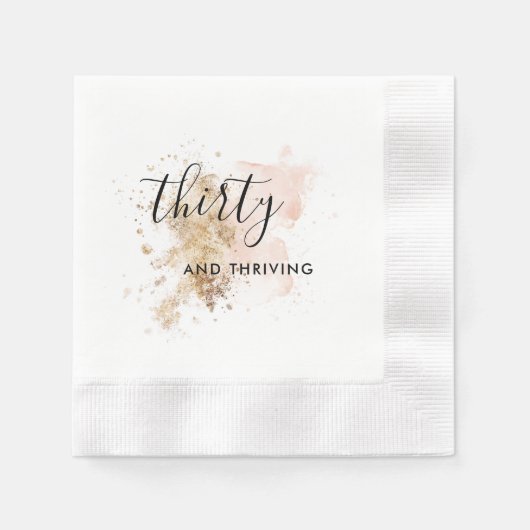 Roze en gouddertigste 30ste verjaardag Napkins Servet (Voorkant)
