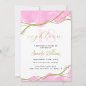 Roze en gouden 18e verjaardag kaart (Voorkant)