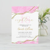 Roze en gouden 18e verjaardag kaart (Staand voorkant)