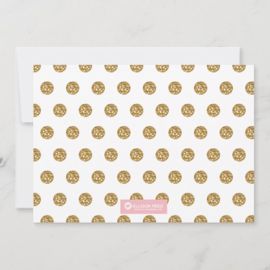 Roze en gouden 1e verjaardag uitnodiging (Achterkant)