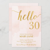 Roze en gouden 30ste verjaardag Uitnodiging (Voorkant / Achterkant)