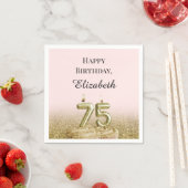 Roze en gouden 75e verjaardag servetten (Insitu)