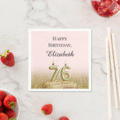 Roze en gouden 76e verjaardag servetten (Insitu)