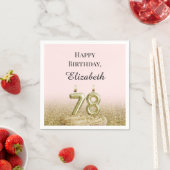 Roze en gouden 78e verjaardag servetten (Insitu)