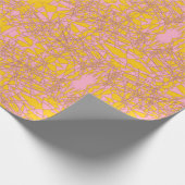 Roze en gouden abstract kunst spiegelpatroon cadeaupapier (Hoek)