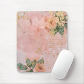 Roze en Gouden Abstracte Bloemkunst Muismat (Met muis)