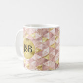 Roze en Gouden Abstracte Kunst Monogram Mok (Voorkant links)