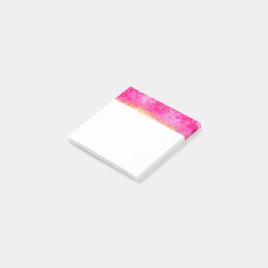 Roze en gouden abstracte kunstnotities post-it® notes (Schuin)