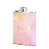 Roze en gouden Abstracte Waterverf Aangepaste brui Heupfles (Links)