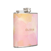 Roze en gouden abstracte waterverf aangepaste trou heupfles (Rechts)