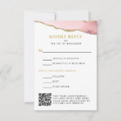 Roze en Gouden Agaat Bat Mitswa Verticaal RSVP Kaartje (Voorkant)