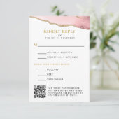 Roze en Gouden Agaat Bat Mitswa Verticaal RSVP Kaartje (Staand voorkant)