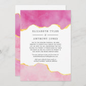 Roze en gouden agaat beknopte huwelijksgastenlijst aankondiging (Voorkant / Achterkant)