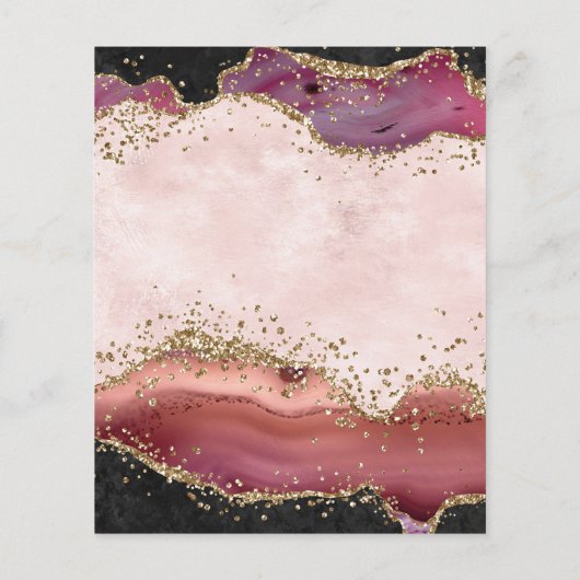 Roze en gouden Agaat Glitter Verjaardag Kaart (Achterkant)