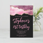 Roze en gouden agaat Zwarte 21e verjaardag vet Kaart (Staand voorkant)