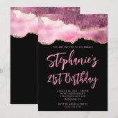 Roze en gouden agaat Zwarte 21e verjaardag vet Kaart (Voorkant / Achterkant)