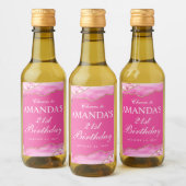 Roze en gouden agat marmeren label wijn etiket (Flessen)
