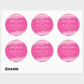 Roze en Gouden Agate Marmer Klassieke Ronde Sticke Sticker (Vel)