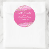 Roze en Gouden Agate Marmer Klassieke Ronde Sticke Sticker (Tas)