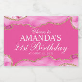 Roze en gouden agate marmeren label sparkling wijnetiket (Enkel label)