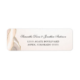 Roze en Gouden Agaten Script Retouradres Etiket
