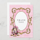 Roze en gouden Alice in het Wonderland Baby shower Bedankkaart (Voorkant / Achterkant)