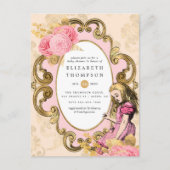 Roze en gouden Alice in het Wonderland Baby shower Briefkaart (Voorkant)