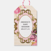 Roze en gouden Alice in het Wonderland Baby shower Cadeaulabel (Voorkant)
