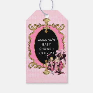 Roze en gouden Alice in het Wonderland Baby shower Cadeaulabel